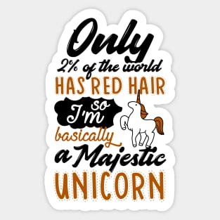 Red Hair Unicorn Sticker